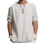 men’s shirts summer blouse breathable men’s baggy casual shirts slim fit solid cotton