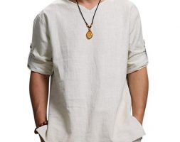 men’s shirts summer blouse breathable men’s baggy casual shirts slim fit solid cotton