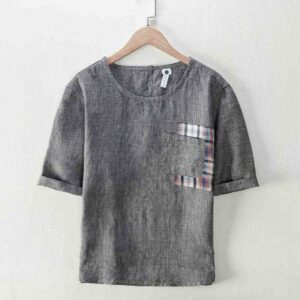 men's t-shirts 100% linen design short sleeve casual t shirt men brand fashion t-shirt mens o-neck trendy tshirt male chemise tukb