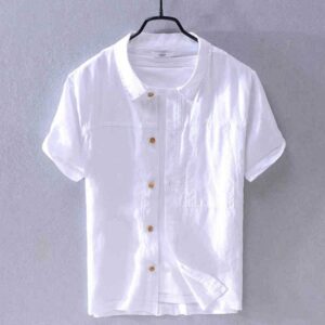 men's t-shirts summer fashion linen short-sleeved trend loose breathable shirt mens brand casual shirts for men camisa chemise s3ed