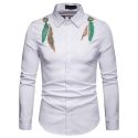 mens white shirt 2020 fashion embroidery long sleeve dress shirt men slim fit business casual button down shirts chemise homme