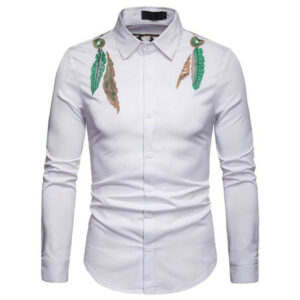 mens white shirt 2020 fashion embroidery long sleeve dress shirt men slim fit business casual button down shirts chemise homme