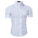 missky 2020 new summer thin men casual shirt regular cotton shirt men short sleeve big size breathable office dress shirts