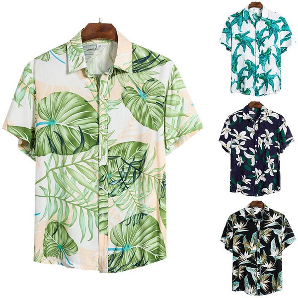 mjartoria men casual shirts fashion hawaiian printed short-sleeve beach shirts holiday floral camisa masculina 2020 summer