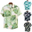 monerffi 2020 summer men casual shirts fashion hawaiian printed short-sleeve beach holiday floral streetwear camisa masculina