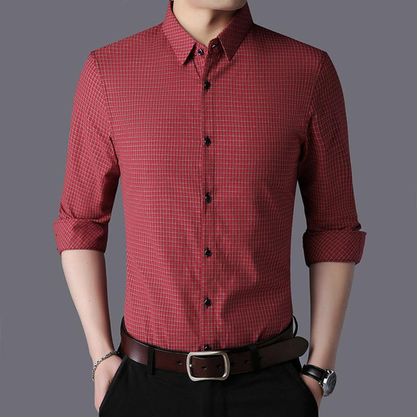 mrmt 2020 brand new autumn men's shirt pure cotton plaid shirt for male long sleeves casual