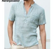 naranjasabor 2020 new mens kimono shirts summer spring fashion loose light short sleeve shirt male blouse brand clothing n659