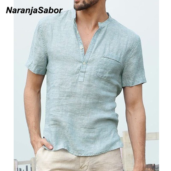 naranjasabor 2020 new mens kimono shirts summer spring fashion loose light short sleeve shirt male blouse brand clothing n659