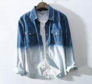 new 2020 patchwork denim men’s shirts long sleeve shirt slim fit mens brand casual shirts high quality