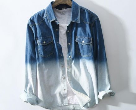 new 2020 patchwork denim men’s shirts long sleeve shirt slim fit mens brand casual shirts high quality