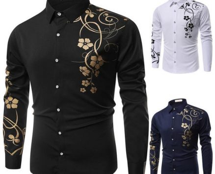 new 2020 spring men casual shirts fashion long sleeve brand printed button-up formal business polka dot floral men dress shirt1