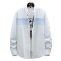 new 2021 men casual shirt long sleeve splicing spring autumn patchwork chic blouse button leisure streetwear shirts men