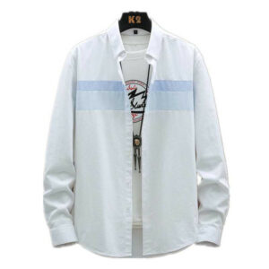 new 2021 men casual shirt long sleeve splicing spring autumn patchwork chic blouse button leisure streetwear shirts men