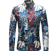 new arrival autumn men casual shirts fashion 3d print long sleeve shirts men clothes floral size m-4xl