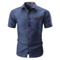 new arrival men denim shirt long sleeve plus size cotton jeans cardigan casual slim fit short sleeve shirt men clothing