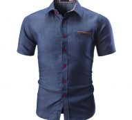 new arrival men denim shirt long sleeve plus size cotton jeans cardigan casual slim fit short sleeve shirt men clothing