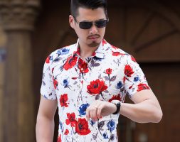 new arrival mens summer shirt male casual camisa masculina printed red blue color beach shirts short sleeve brand clothing