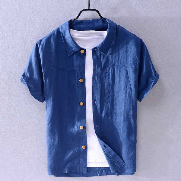 new arrival pure linen brand shirt men summer short sleeve shirt mens fashion casual shirts male breathable shirts men camisa