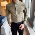 new arrival spring 2021 men dress shirts long sleeve simple all match business formal wear slim fit tuxedo blouse homme 5colors