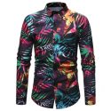 new fashion hawaiian printed men’s shirts casual long sleeve shirts slim fit floral for mem clothes plus size m-5xl