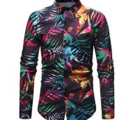 new fashion hawaiian printed men’s shirts casual long sleeve shirts slim fit floral for mem clothes plus size m-5xl