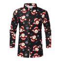 new fashion men christmas shirts autumn casual clothes snowman printed long sleeve slim blouse male turn down collar shirts