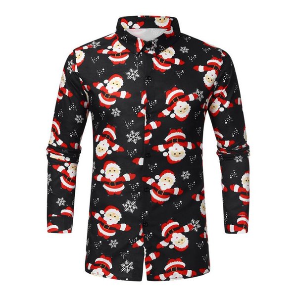 new fashion men christmas shirts autumn casual clothes snowman printed long sleeve slim blouse male turn down collar shirts