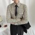 new fashion men plaid shirts korean version long sleeve casual slim fit shirt business streetwear social blouse camisa masculina