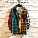 new fashion mens plaid shirts harajuku striped cotton shirts casual male long sleeve comfortable streetwear shirt