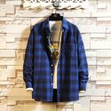 new fashion mens plaid shirts long sleeve slim fit 100% cotton brushed flannel shirt leisure styles shirt with front pocket