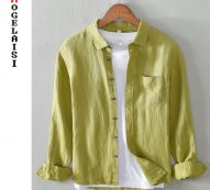 new men casual shirt 100% linen breathable solid long sleeve soft and comfortable men shirts camisa masculina 531