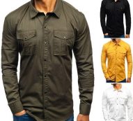 new men fashion shirts men’s casual slim fit shirt cotton long sleeve button down dress shirt cargo work shirts