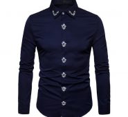 new men’s brand shirt fashion trend casual long-sleeve shirt european-style men’s business fashion embroidery masculinity
