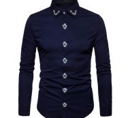 new men’s brand shirt fashion trend casual long-sleeve shirt european-style men’s business fashion embroidery masculinity