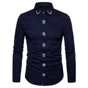 new men's brand shirt fashion trend casual long-sleeve shirt european-style men's business fashion embroidery masculinity