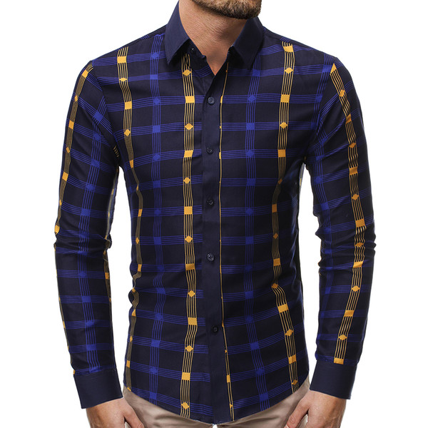 new men's plaid fashion shirt coloured shirts business long sleeve shirts