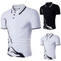 new men’s shirt slim sports short sleeve casual solid color deer embroidery shirt tee m808