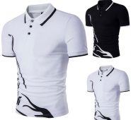 new men’s shirt slim sports short sleeve casual solid color deer embroidery shirt tee m808