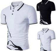 new men’s shirt slim sports short sleeve casual solid color deer embroidery shirt tee m808