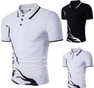 new men’s shirt slim sports short sleeve casual solid color deer embroidery shirt tee m808