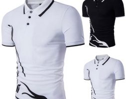 new men’s shirt slim sports short sleeve casual solid color deer embroidery shirt tee m808