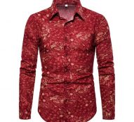 new spring men casual shirts fashion long sleeve brand printed button-up formal business polka dot floral men floral shirt m-5xl