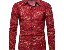 new spring men casual shirts fashion long sleeve brand printed button-up formal business polka dot floral men floral shirt m-5xl