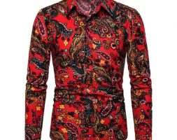new spring men casual shirts fashion long sleeve brand printed button-up formal business polka dot floral men floral shirt m-5xl