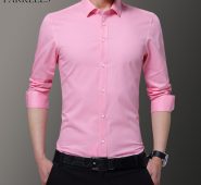 pink slim fit long sleeve mens dress shirts 2020 spring new plus size 8xl shirt for men formal business casual wedding chemise