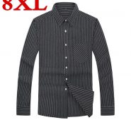 plus size 8xl 7xl 6xl 5xl men stripe shirt spring new arrival button down collar long sleeve slim fit mens business shirts