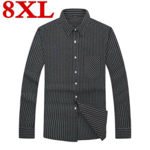 plus size 8xl 7xl 6xl 5xl men stripe shirt spring new arrival button down collar long sleeve slim fit mens business shirts