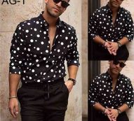 polka dot mens designer shirt autumn long sleeve casual mens dress shirts style homme clothing