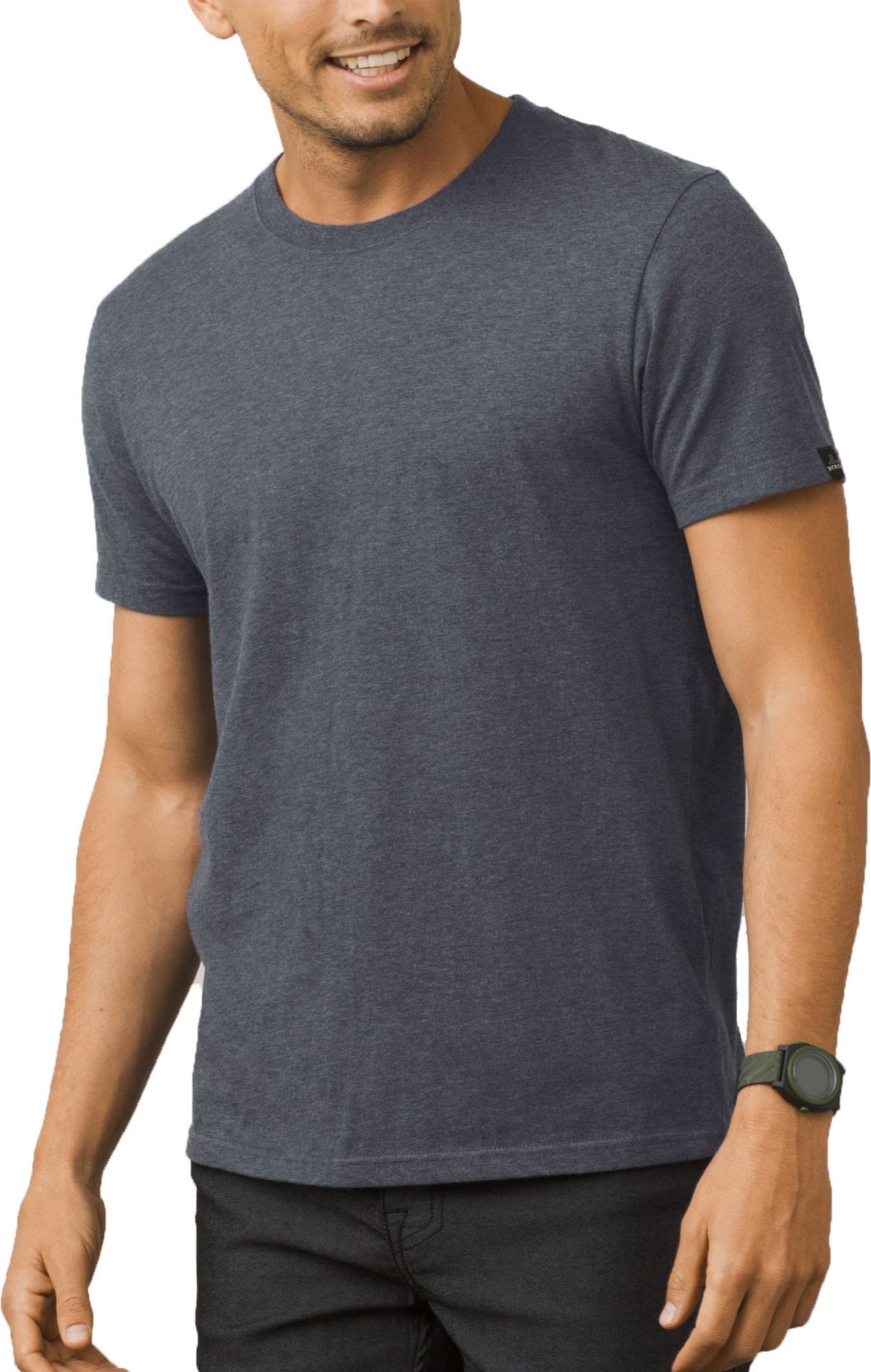 prAna Men's Crew T-Shirt, Small, Charcoal Heather