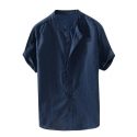 retro men’s shirt baggy cotton linen short sleeve button men’s shirt casual shirts blouse man’s camisa masculina